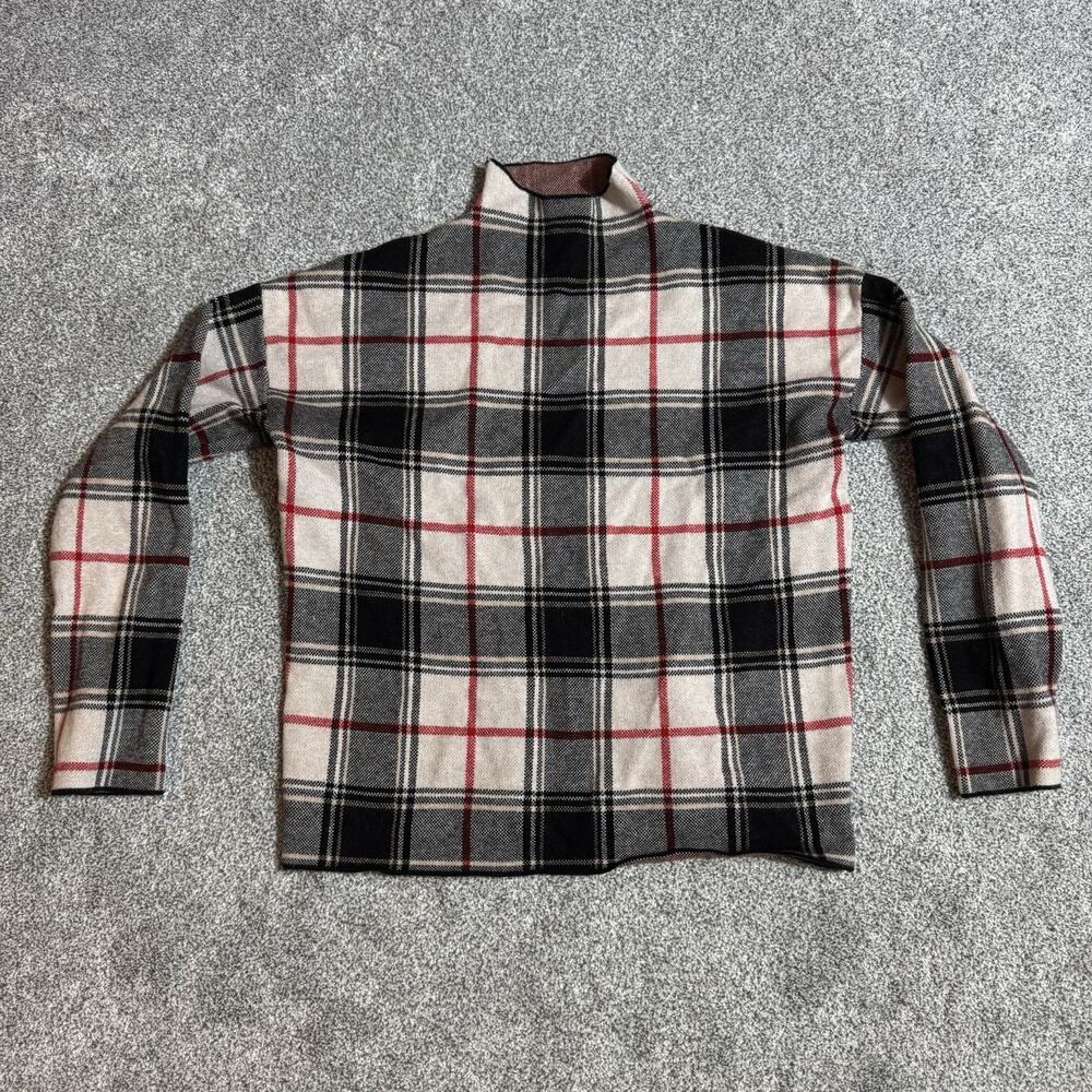 Tahari Pullover Womens Size Large Plaid Mock Neck Academia Grandpacore Warm Soft